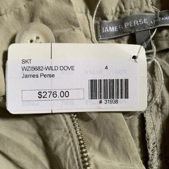 NWT! James Perse Belted Silk/Cotton Knee Skirt Size 4 - Picture 6 of 13